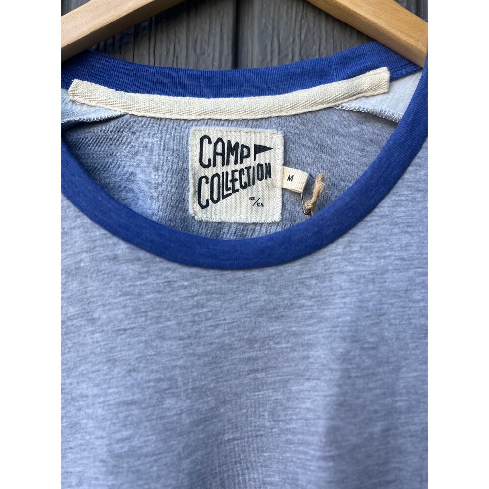 CAMP Collection Tommy Raglan Tee Blue White NWT Size Medium - Picture 4 of 6